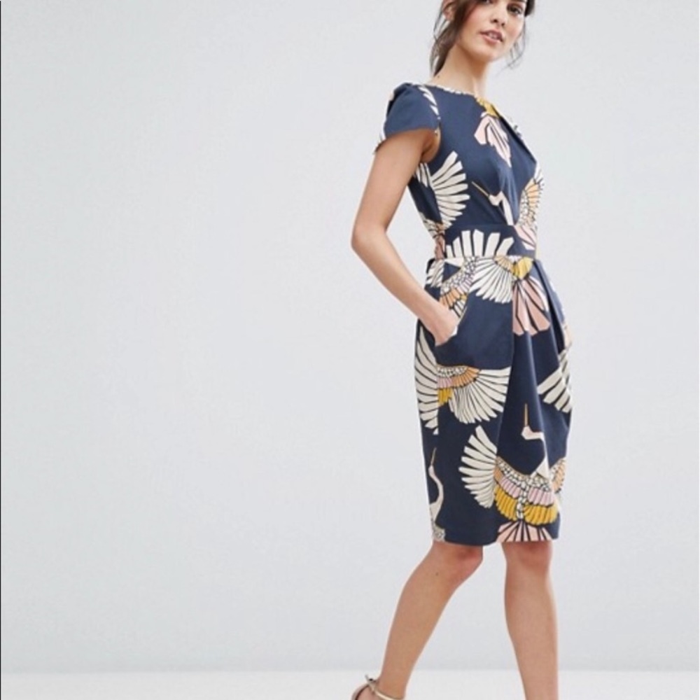 Closet Navy and Cream Midi Dress